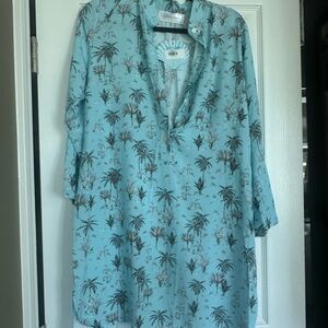 Tropical Print Teal Tunic